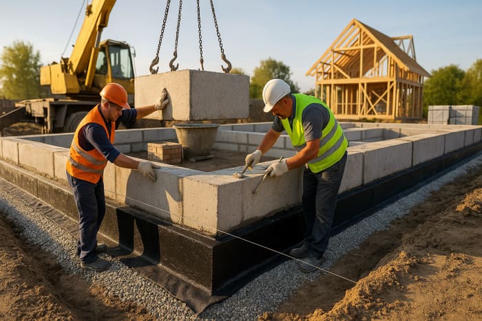 Технология устройства сборного ленточного фундамента